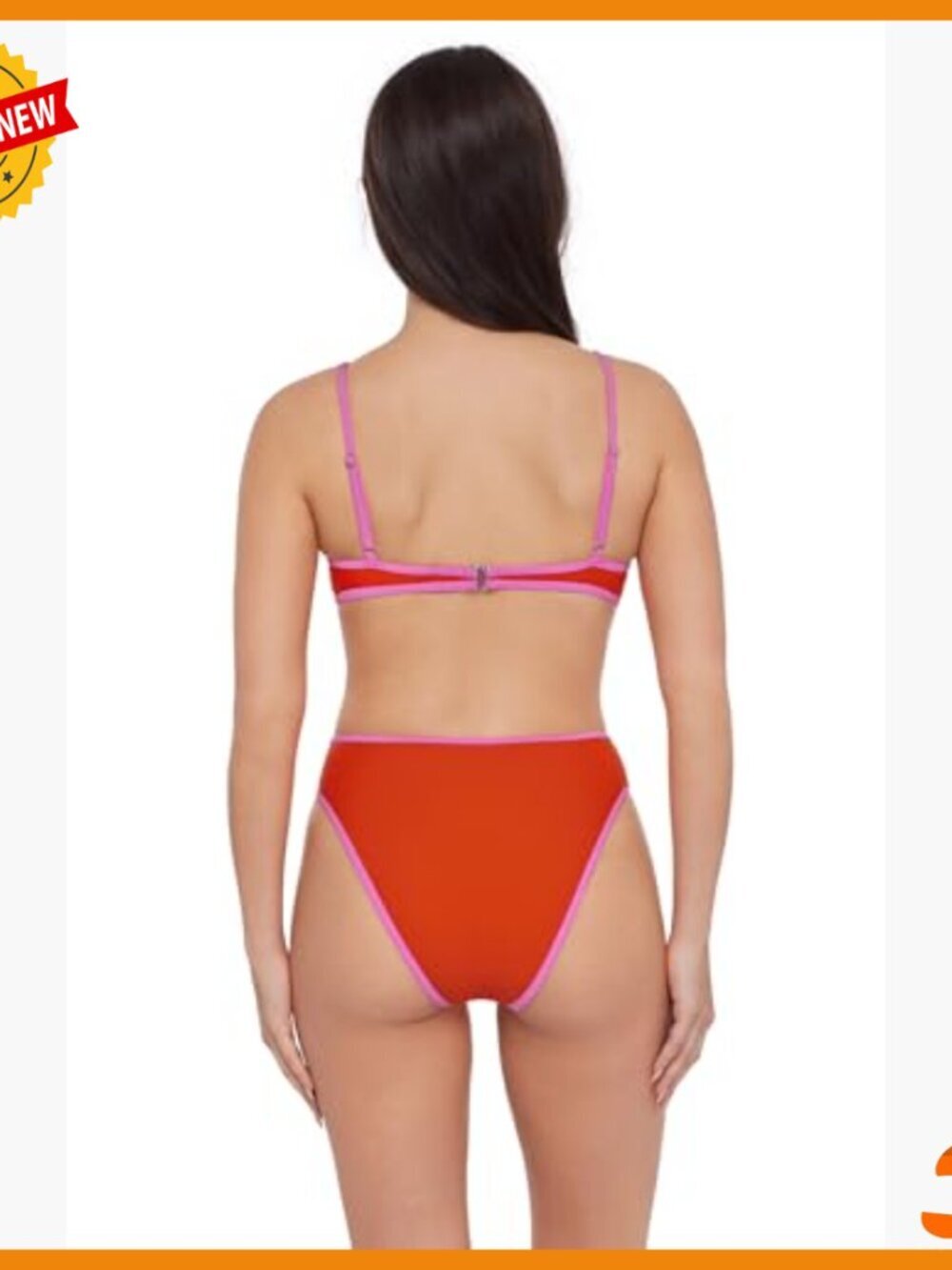 Adjustable Plunge Underwire Bikini Top with Contrast Binding - Picture 4 of 5